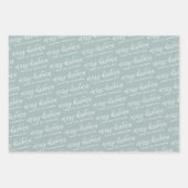 Feuille De Papier Cadeau Calligraphie Joyeux Noël Famille Sage Vert (Devant)