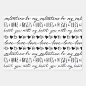 Feuille De Papier Cadeau Calligraphie noir & blanc à la mode Soyez ma Saint (Devant 3)