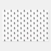 Feuille De Papier Cadeau Calligraphie noir et blanc moderne Arbre de Noël (Devant)