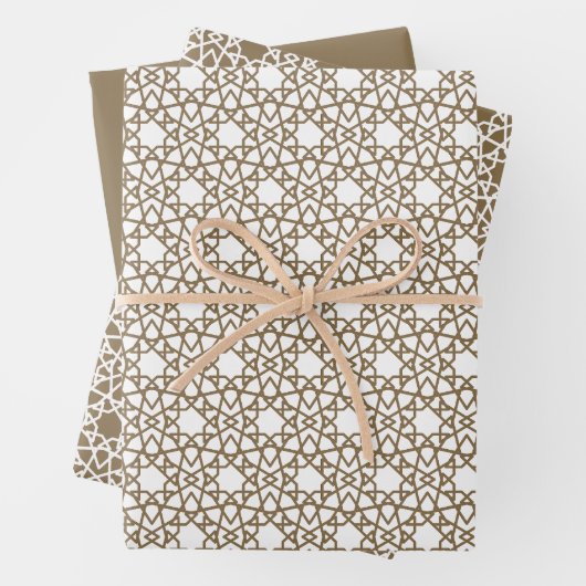 Feuille De Papier Cadeau Camel Brown Arabesque Motif Design (En situation)