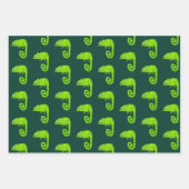 Feuille De Papier Cadeau Caméléon vert mignon (Devant 3)