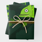 Feuille De Papier Cadeau Caméléon vert mignon (En situation)