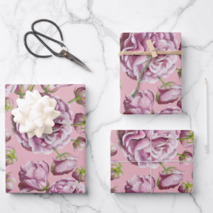 Feuille De Papier Cadeau Camellia Rose Fleurs de Jardin Envelopper les feui