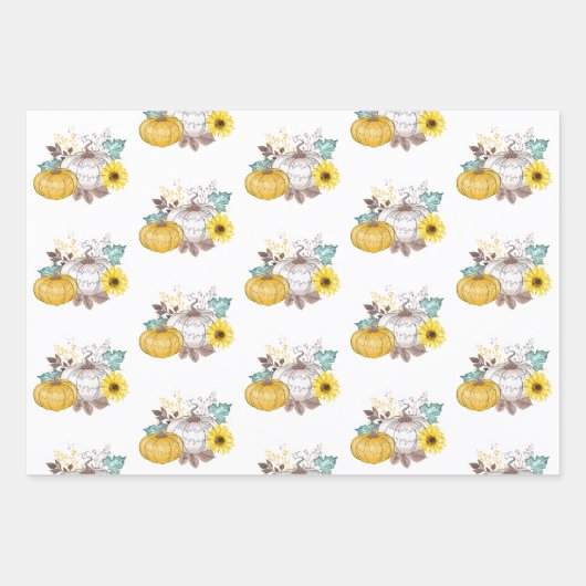 Feuille De Papier Cadeau Camion Citrouille de récolte d'automne joli automn (Devant)