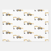 Feuille De Papier Cadeau Camion de construction Backhoe (Devant)