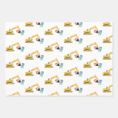 Feuille De Papier Cadeau Camion de construction d'excavateur ABC (Devant 3)