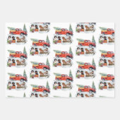 Feuille De Papier Cadeau Camion d'hiver Cavalier King Charles Spaniels (Devant 2)