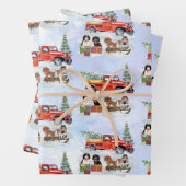 Feuille De Papier Cadeau Camion d'hiver Cavalier King Charles Spaniels (En situation)