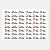 Feuille De Papier Cadeau camion festif et camper Noël rouge et vert (Devant 3)