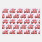 Feuille De Papier Cadeau Camion mignonne d'amour transportant Coeurs et Fle (Devant 3)