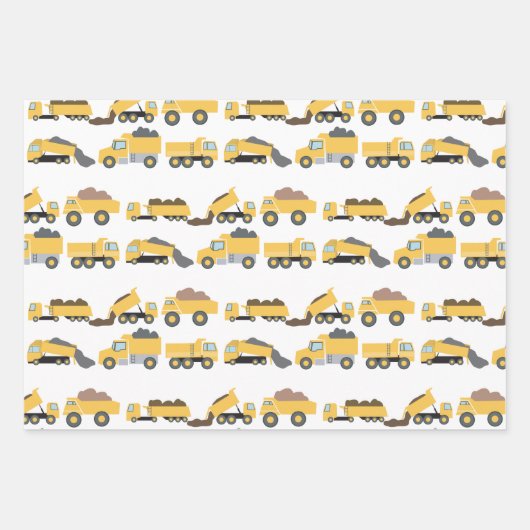 Feuille De Papier Cadeau Camions de construction Camions de construction (Devant 3)