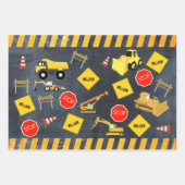 Feuille De Papier Cadeau Camions de construction Machines lourdes Nom du ga (Devant 3)