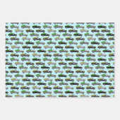 Feuille De Papier Cadeau Camions de Noël Xmas Arbres Wreath Pastel Variété (Devant 2)