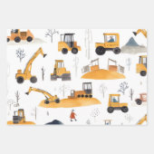 Feuille De Papier Cadeau Camions jaunes (Devant)