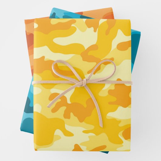 Feuille De Papier Cadeau Camo Adventure Rose Jaune Bleu Orange Amusant (En situation)