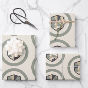 Feuille De Papier Cadeau Camo Géométrique Moderne Militaire Fête