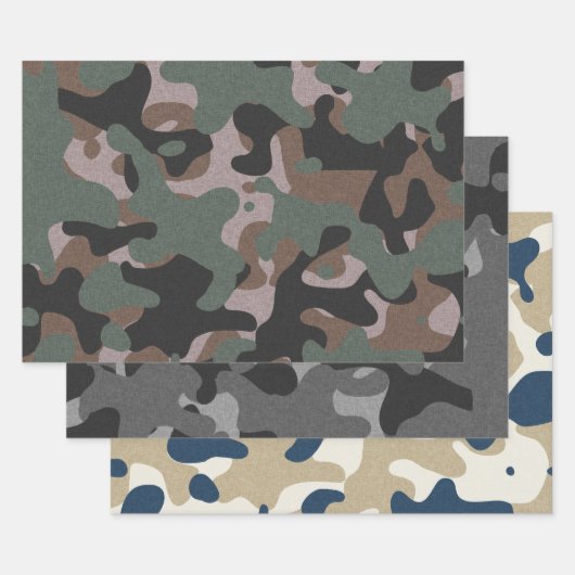 Feuille De Papier Cadeau Camouflage bleu gris (Lot)