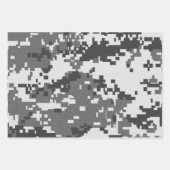 Feuille De Papier Cadeau Camouflage bleu gris vert Pixel (Devant 3)