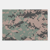Feuille De Papier Cadeau Camouflage bleu gris vert Pixel (Devant 2)