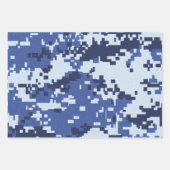Feuille De Papier Cadeau Camouflage bleu gris vert Pixel (Devant)