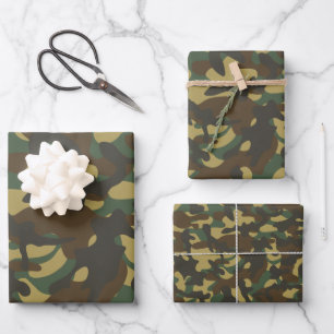Feuille De Papier Cadeau Camouflage de forêt 