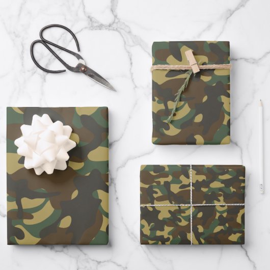 Feuille De Papier Cadeau Camouflage forestier (Recto)