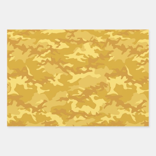 Feuille De Papier Cadeau Camouflage jaune, bleu et vert laiton (Devant)