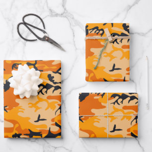 Feuille De Papier Cadeau Camouflage orange, Militaire, Armée