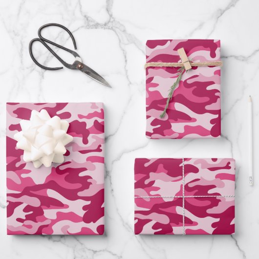 Feuille De Papier Cadeau Camouflage rose (Recto)