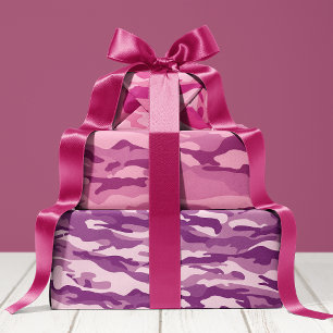 Feuille De Papier Cadeau Camouflage rose et violet Motif