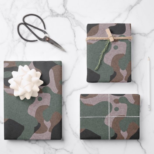 Feuille De Papier Cadeau Camouflage vert (Recto)