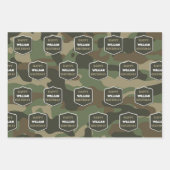 Feuille De Papier Cadeau Camouflage Vert Camo Armée Monogramme Anniversaire (Devant 3)
