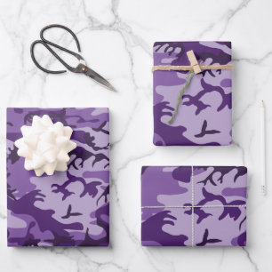 Feuille De Papier Cadeau Camouflage violet, Armée
