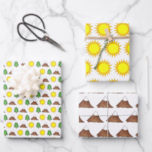 Feuille De Papier Cadeau Camp d'été Sunshine Mountain Tree Randonnée à l'ex