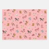 Feuille De Papier Cadeau Campagne - Chevaux et marguerites (Devant)