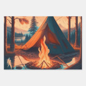 Feuille De Papier Cadeau Camping Anniversaire à thème (Devant)