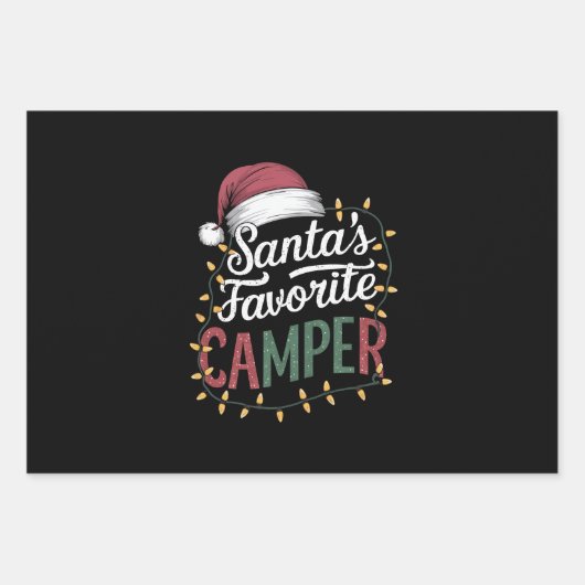 Feuille De Papier Cadeau Camping Noël Père Noël Favori Camper Cadeau (Devant)