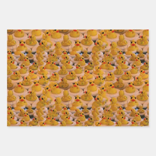 Feuille De Papier Cadeau Canards en caoutchouc jaune Motif animal  (Devant 3)