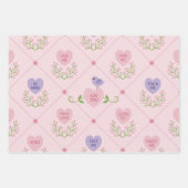 Feuille De Papier Cadeau Candy Heart et Inséparables Valentines Day (Devant)