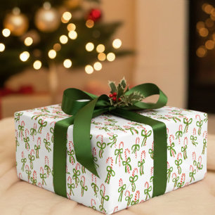 Feuille De Papier Cadeau Canne à sucre de Noël mignonne Xmas Fête Dessinée