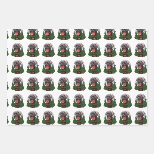 Feuille De Papier Cadeau Canne Corso Noël (Devant 3)