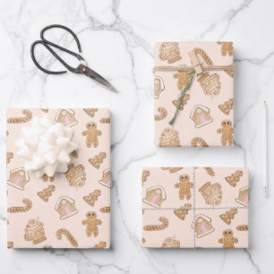 Feuille De Papier Cadeau Canneberges Maison Arbre en pain d'épices de Noël
