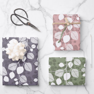 Feuille De Papier Cadeau Canopée de feuillage emmêlé Silhouette botanique m