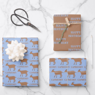 Feuille De Papier Cadeau Capricorn Star Signal Chèvre Personnalisé Annivers