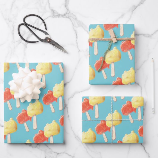 Feuille De Papier Cadeau Caractère Popsicles (Recto)
