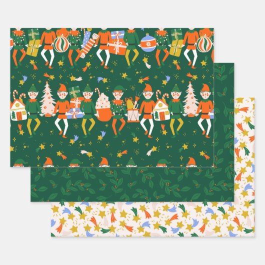 Feuille De Papier Cadeau Caractères Noisette de Noël Étoiles (Lot)