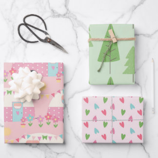 Feuille De Papier Cadeau Caravanes mignonnes et à motifs cardiaques