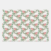 Feuille De Papier Cadeau Cardinal De Noël Rouge Sur Les Branches De Pins (Devant 3)