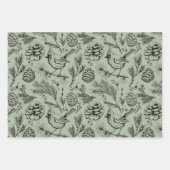 Feuille De Papier Cadeau Cardinal, Pinecones, Aiguilles de pin et Berries d (Devant 2)