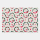 Feuille De Papier Cadeau Cardinaux et couronne de Noël (Devant)